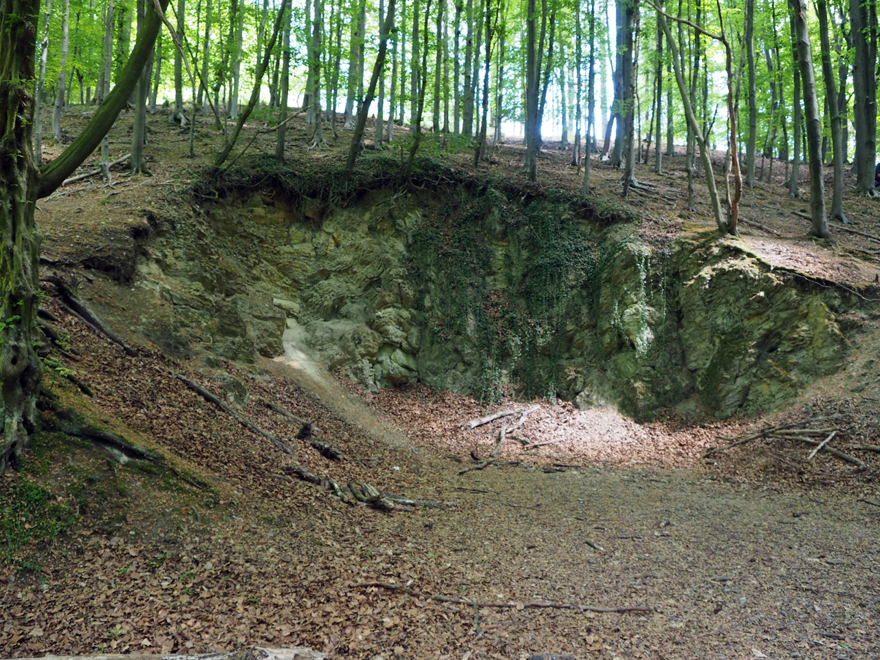een oude steengroeve langs het pad