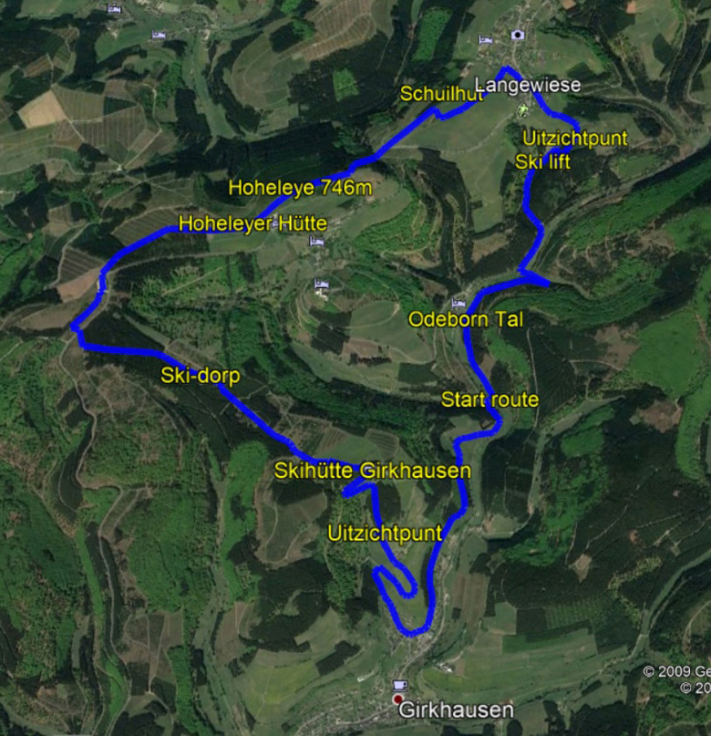 routekaart rondwandeling Girkhausen Langewiese