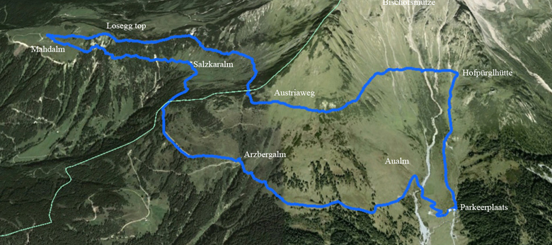 routekaart rondwandeling Filzmoos Dachstein