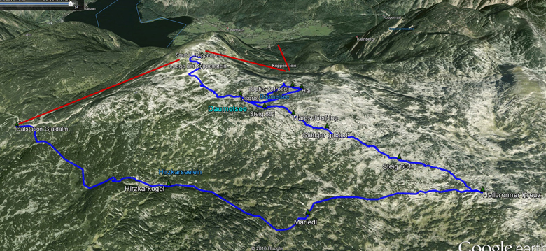 routekaart rondwandeling Obertraun Dachstein